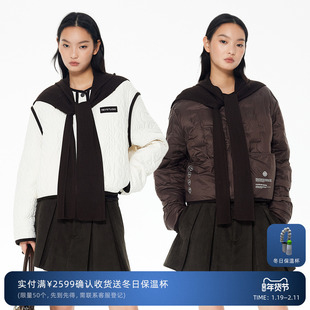 REVAN芮范咖色毛织披肩双面穿羽绒棉服RL92701341