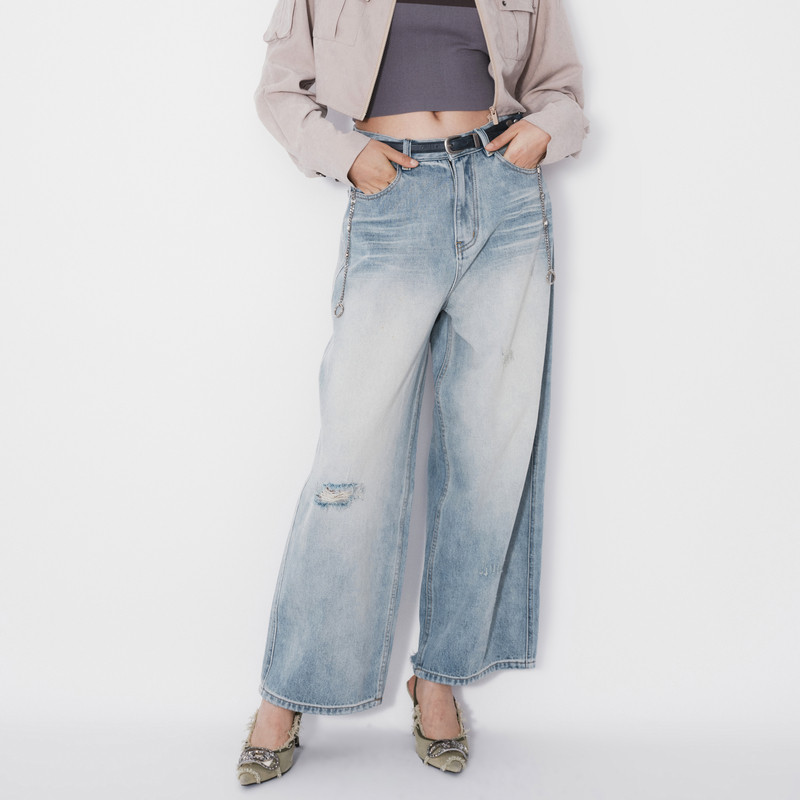 REVAN芮范设计师款复古做旧泛黄牛仔长裤RM71302073,女装/女士精品,牛仔裤,淘宝优惠券,粉丝福利购,淘宝优惠卷