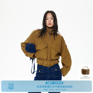 REVAN芮范设计师款工装风芥黄色夹克外套RL90105149