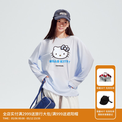 REVAN芮范HelloKitty蝴蝶结浅蓝长袖T恤RL91001593