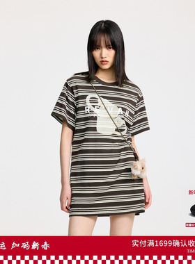 REVAN芮范设计师款咖啡杯印花T恤连衣裙RL31101142