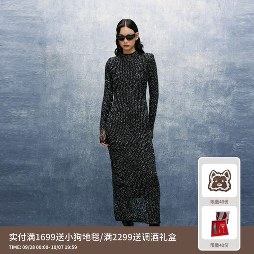 REVAN芮范设计师款奢华感亮闪毛织连衣裙RL11103105