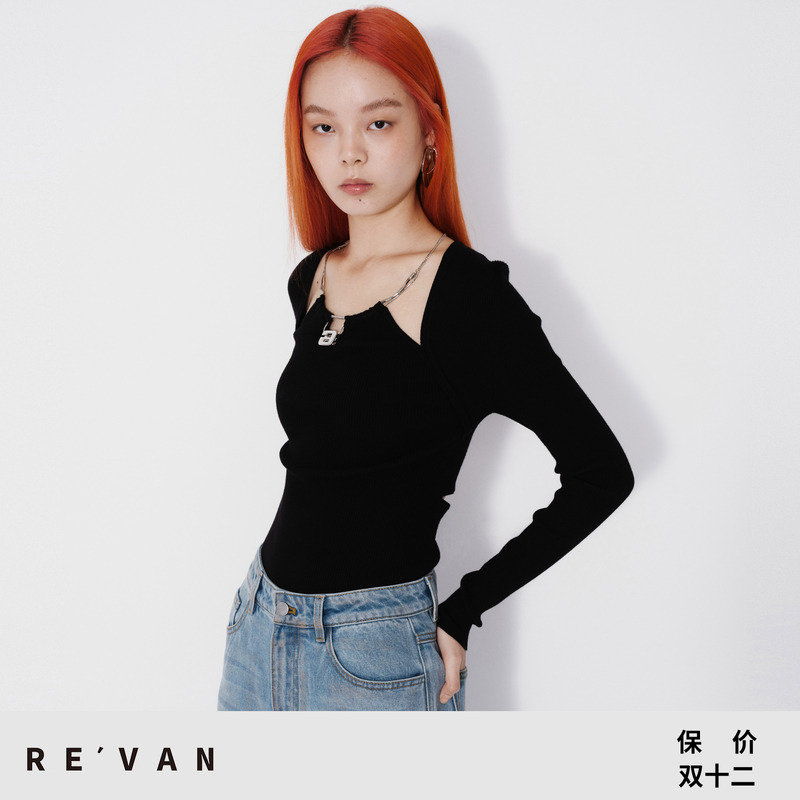 REVAN芮范设计师款质感假两件坎肩毛衫RM70601360