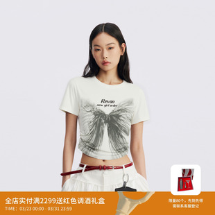 REVAN芮范设计师款 浪漫蝴蝶结印花白色T恤RM71001005