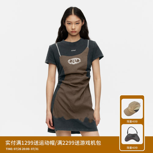 REVAN芮范设计师款闺房风吊带印花沙丘裙RM71101131