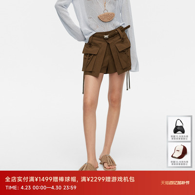 REVAN芮范设计师款百搭抽绳深棕工装口袋短裤RK31306161