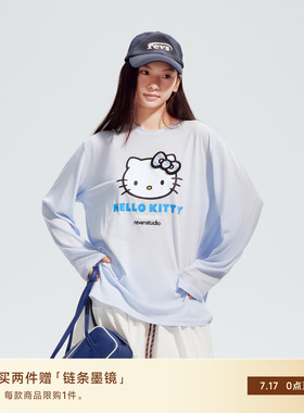REVAN芮范HelloKitty蝴蝶结浅蓝长袖T恤RL91001593