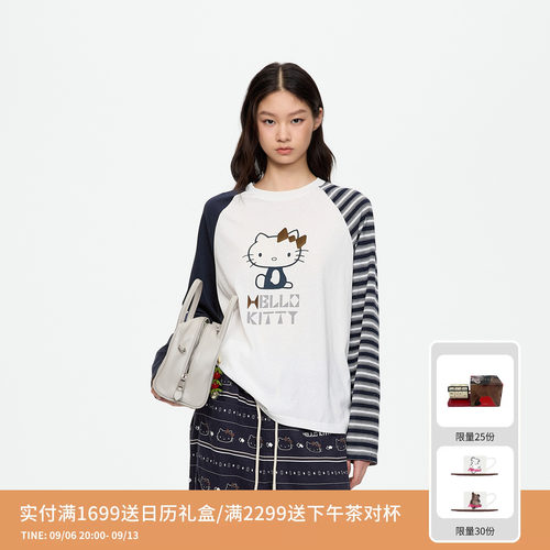 【沈梦辰同款】REVAN芮范HelloKitty不对称插肩袖T恤RK71001085