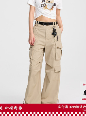 REVAN芮范设计师款经典挂饰卡其色工装裤RL31301124