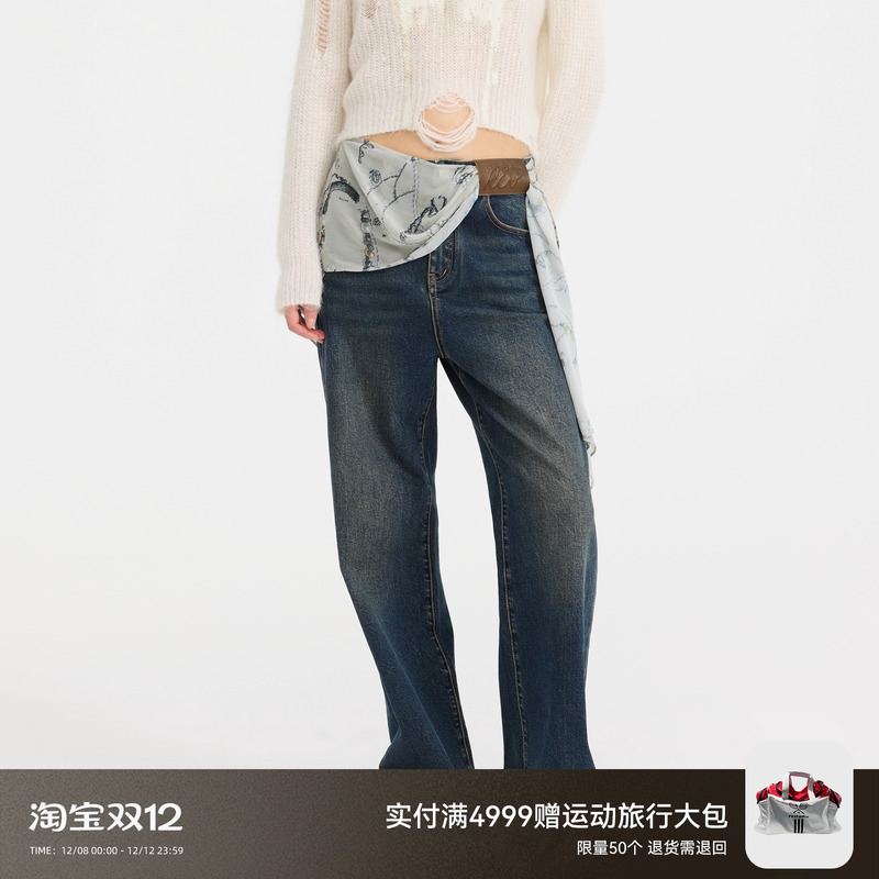 REVAN芮范设计师款酷帅摩登屁帘牛仔裤RL11302119