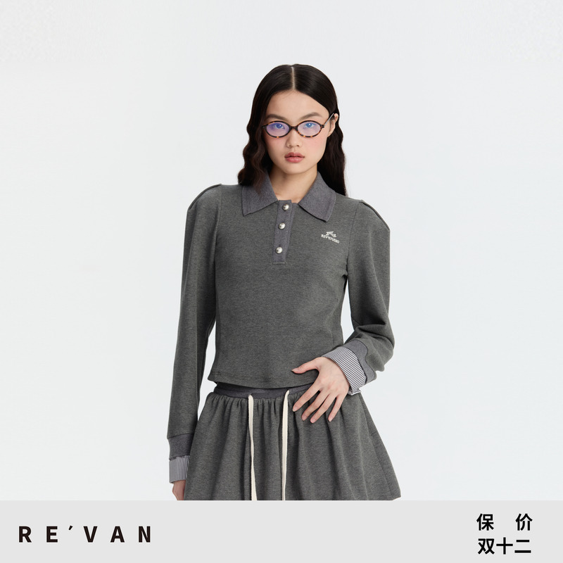 REVAN芮范设计师款复古芭蕾风Polo领单衣RM90801107