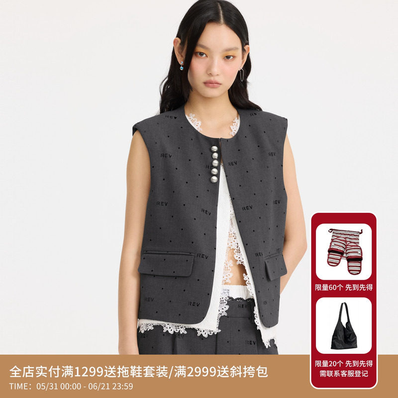 REVAN芮范设计师款蕾丝拼接假两件马夹RL10701123