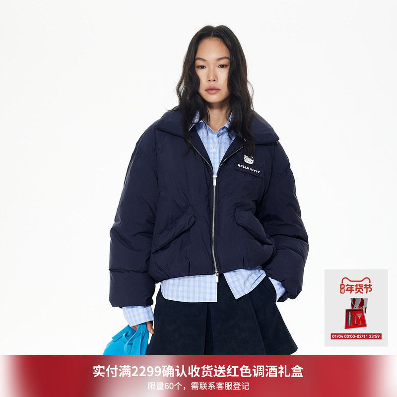 REVAN芮范小欧包派克藏蓝色miu系羽绒服RL90501076