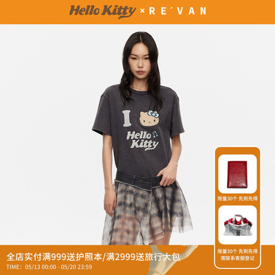 REVAN芮范黑皮HelloKitty松弛感数码印花腰封连衣裙RK31101023