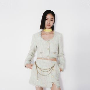 REVAN芮范设计师款 靓丽绿色小香风外套RM70105266