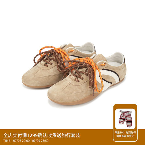 REVAN芮范设计师款复古拼色绑带反绒牛皮擦色休闲鞋RK3P010506