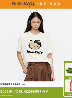 【沈月同款】REVAN芮范黑皮HelloKitty假日感鱼子酱T恤RK31001038