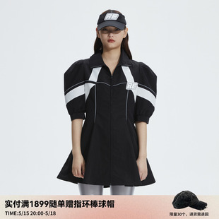 学院运动风拼接连衣裙RN11101149 设计师款 新品 REVAN芮范2023春季