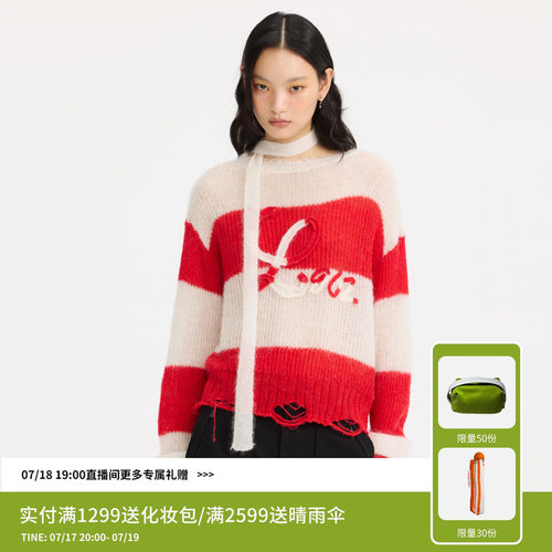 【节日限定】REVAN芮范盘花绣条纹毛衫RL10601130