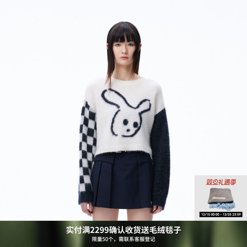 REVAN芮范夏瀚合作款萌趣兔子提花毛衣RN70601138