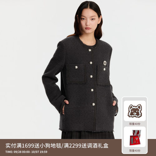 REVAN芮范设计师款狩猎风口袋粗花呢外套RM90110025