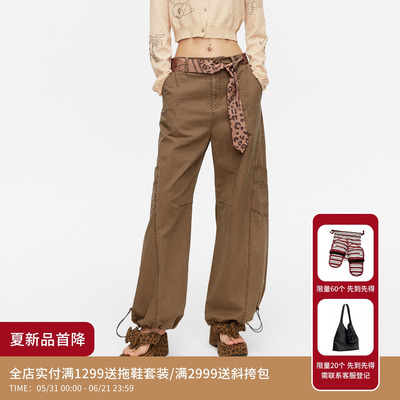 REVAN芮范设计师款复古做旧质感领带式腰带工装裤RK31301117