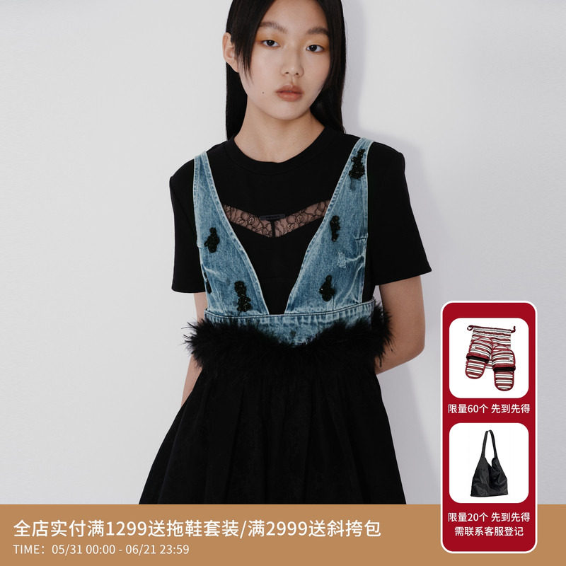 【杨超越同款】REVAN芮范撞色拼接连衣裙RM71101149