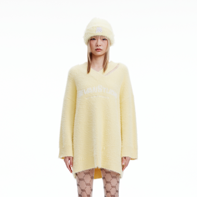 revan奶乖慵懒风毛织连衣裙