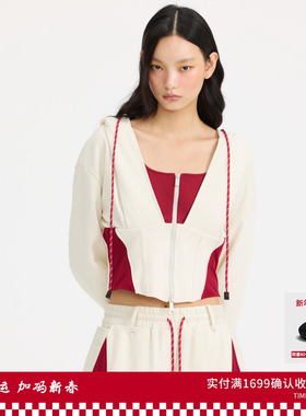 【浪姐同款】REVAN芮范运动风米白撞色短外套RL10105183