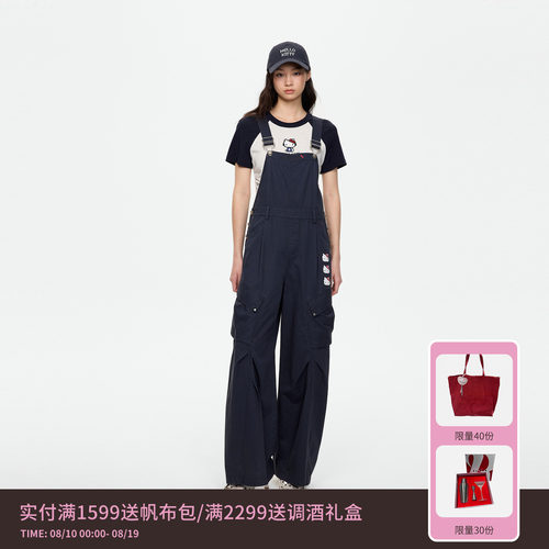 【阚清子同款】REVAN芮范拼豆HelloKitty工装背带裤RK71310152