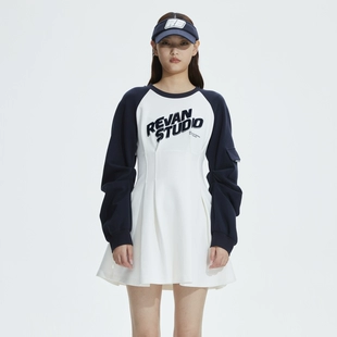 运动风插肩袖 新品 连衣裙RN11101147 REVAN芮范2023春季 设计师款