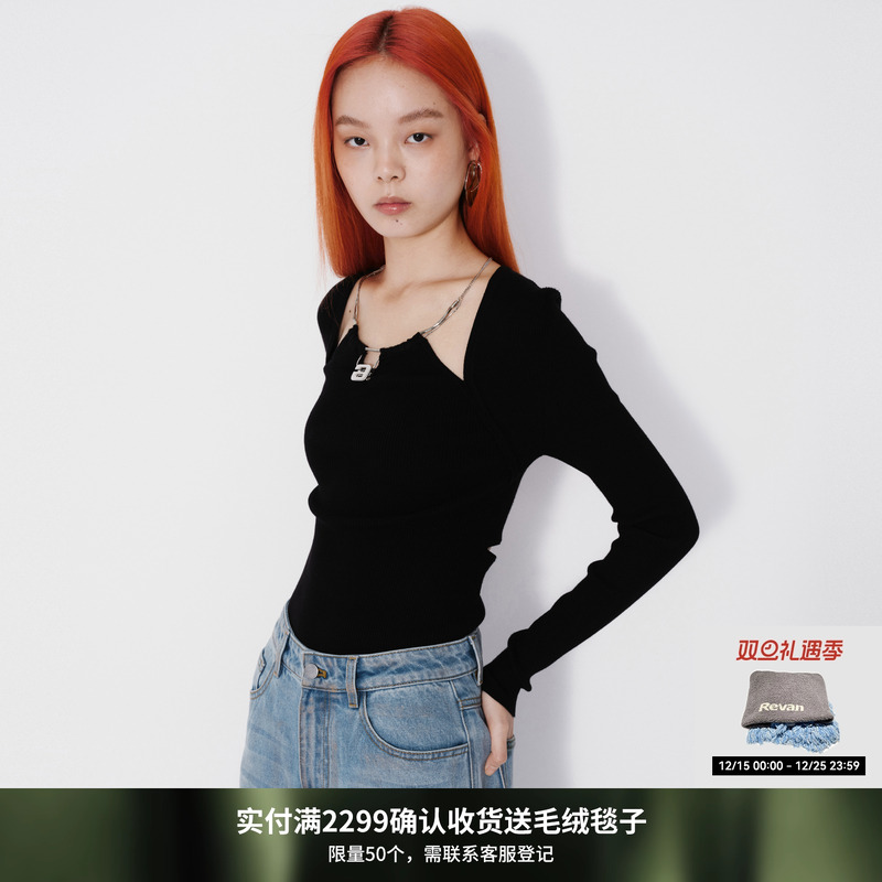 REVAN芮范设计师款质感假两件坎肩毛衫RM70601360