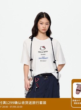 【阚清子同款】REVAN芮范拼豆HelloKitty钩织帽白色T恤RK71001083