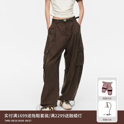 REVAN芮范设计师款工装风复古垂坠质感弯刀裤RK31301414