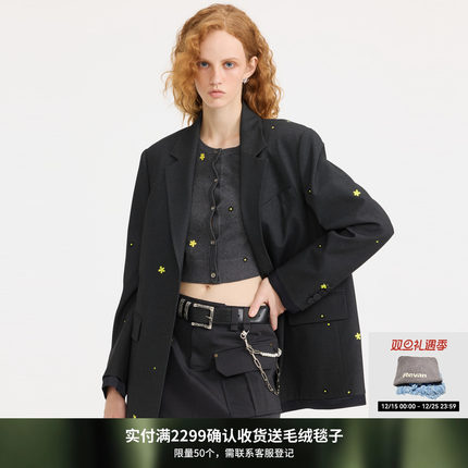 REVAN芮范设计师款质感小花印绣西装外套RL10101227