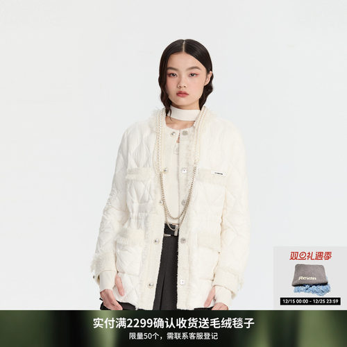 REVAN芮范设计师款摩登白色小香风羽绒服RM90502227
