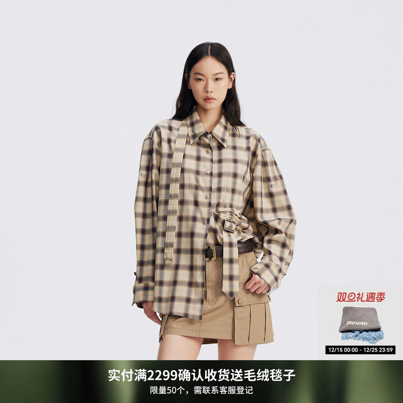 REVAN芮范设计师款解构主义经典格纹衬衫RL70902022