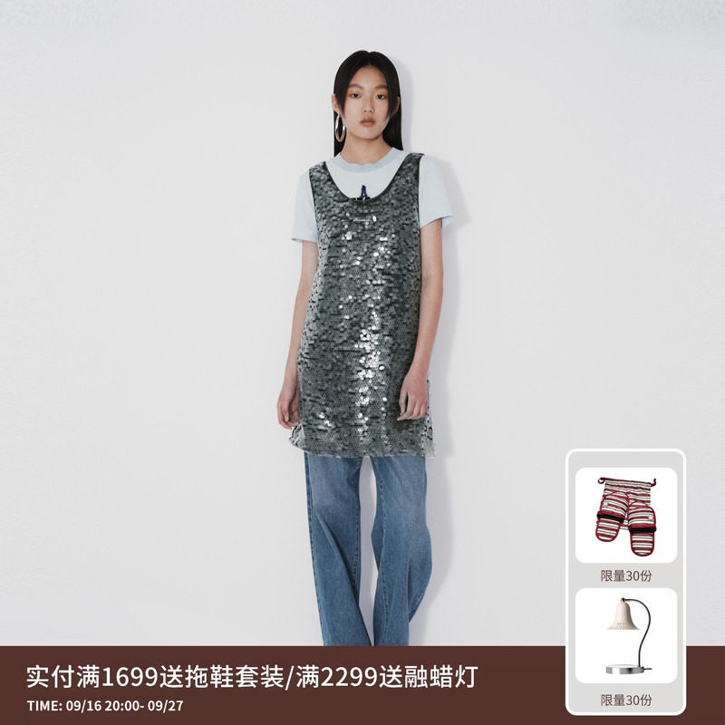 REVAN芮范设计师款华丽高级感珠片连衣裙RM71101135图片