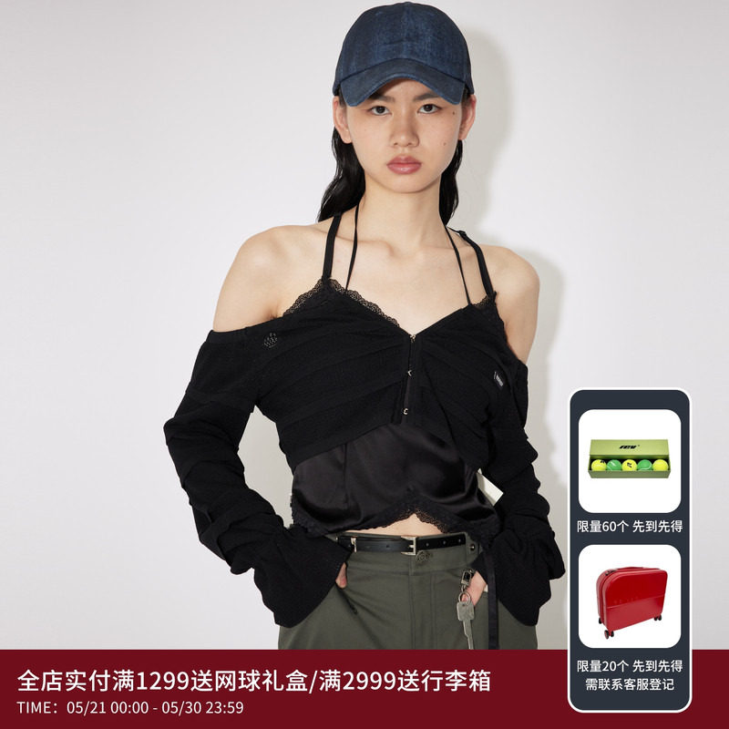 REVAN芮范设计师款闺房风摩登绑带毛衫RM30601239图片