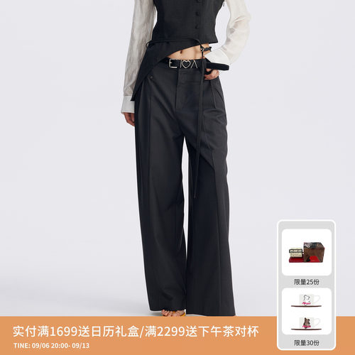 REVAN芮范设计师款通勤风结构感褶位长裤RL71301179