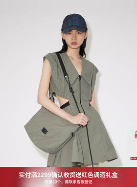 REVAN芮范设计师款海军风挎包露腰连衣裙RM31101217