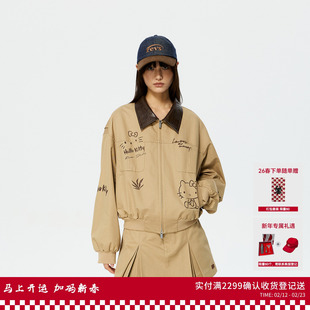 REVAN芮范HelloKitty印花巴恩风卡其工装短外套RK10105409