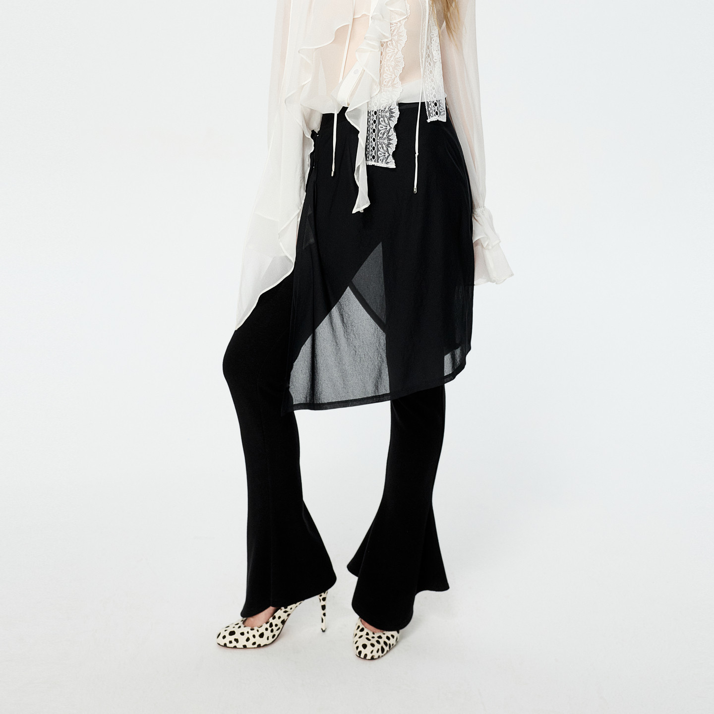 REVAN芮范设计师款新骑士精神针织黑色屁帘马蹄裤RK11301090