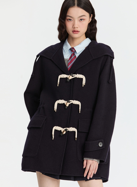 REVAN芮范设计师款复古学院风双面呢大衣RM90302002