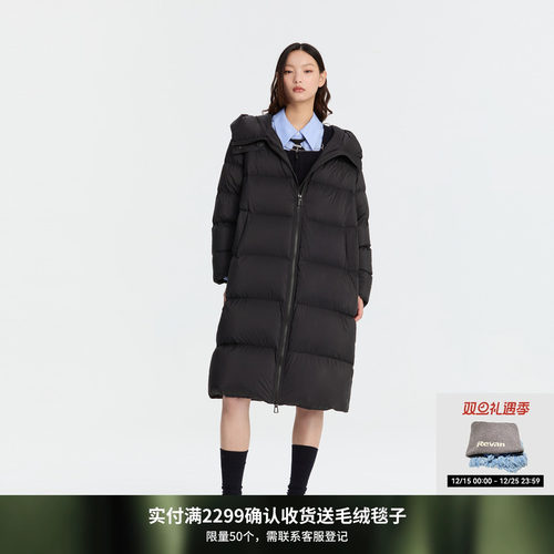 REVAN芮范设计师款质感连帽长款羽绒服RM90503234