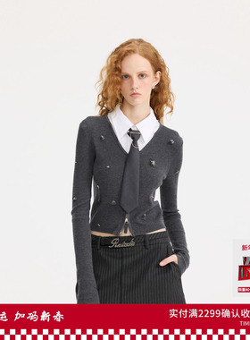 REVAN芮范设计师款学院风可卸真两件毛衫RL10106192