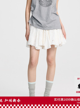 REVAN芮范设计师款清纯甜心镂空白色短裙RL31501186