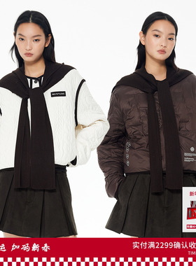 REVAN芮范咖色毛织披肩双面穿羽绒棉服RL92701341