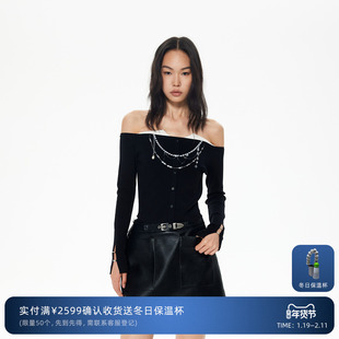 REVAN芮范设计师款华丽感珍珠链条毛衣RL90601451