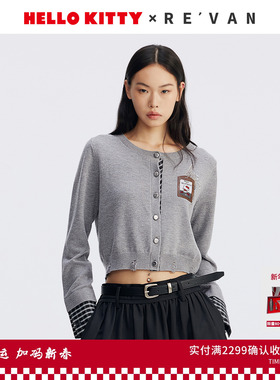 REVAN芮范HelloKitty工牌印花毛衣短开衫RL72801259